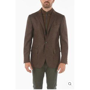 CORNELIANI Wool and Cashmere Houndstooth Blazer